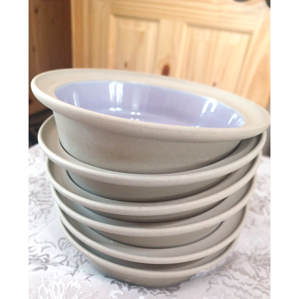 Ethnic Originals 6 Japan Purple Gray Heavy Ceramic Soup Bowls 7" x 2" Set - Picture 11 of 14
